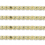Roestvrij stalen (RVS) Stainless steel strass chain 3mm Gold-champagne