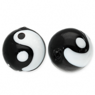 Glaskralen Yin & Yang Black-white