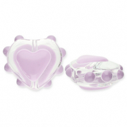 Glaskralen hart Transparent-lilac