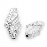 Roestvrij stalen (RVS) Stainless steel kralen irregular met strass Silver-transparent