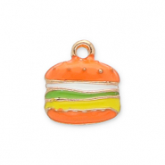 Bedels metaal hamburger Gold-orange-green-yellow