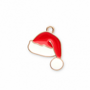 Bedels metaal kerstmuts Gold-red-white
