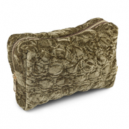 BY31® Etui velvet met gestikte cirkels Olive brown