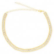 Brass TQ metaal choker met strass Gold-crystal