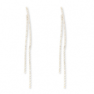 Eco-brass® metaal oorbellen / oorstekers met strass Gold-crystal