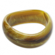 Resin armbanden bangle Olive green-brown-white