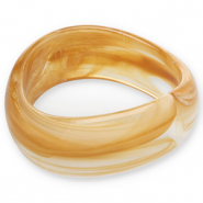 Resin armbanden bangle Camel brown-white