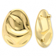 Roestvrij stalen (RVS) Stainless steel onderdelen oorbellen / oorstekers ovaal met oogje Gold