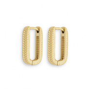 Roestvrij stalen (RVS) Stainless steel oorbellen / oorstekers ovaal Gold