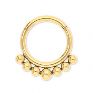 Roestvrij stalen (RVS) Stainless steel oorpiercing clicker ring met bollen Gold