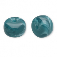 Acryl kralen disc Dark teal-white