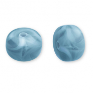 Acryl kralen disc Teal blue-white
