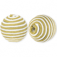 22 mm acryl kralen met waxkoord Olive green-white