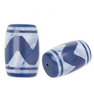 Natuursteen kralen chalcedoon tube wave Blue-white