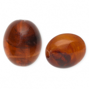 Acryl kralen ovaal Amber brown-marble