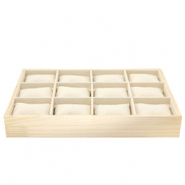 Sieraad display 12-vaks met linnen kussentjes Natural-linen white