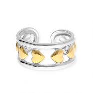 Roestvrij stalen (RVS) Stainless steel ringen hartjes Silver-gold