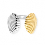 Roestvrij stalen (RVS) Stainless steel ringen schelp Silver-gold