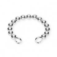 BY31&reg; Roestvrij stalen (RVS) Stainless steel oorbellen / ear cuff bollen met 2 oogjes Silver