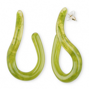 Trendy resin oorbellen / oorstekers Multicolour green