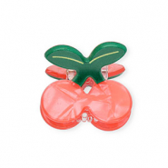 Haaraccessoires haarklem kersen Pearl shine dark coral pink-green