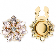 Brass TQ metaal button covers bloem Gold-light pink-crystal