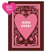 BY31® Sieraden kaartjes "Mon chéri" Dark brown-dark pink-beige