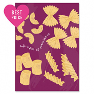 BY31® Sieraden kaartjes "Life is full of pasta-bilities" Magenta purple-yellow