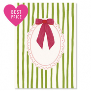 BY31&reg; Sieraden kaartjes decoratief frame met strik Ivory white-green-white-magenta pink