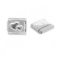 Roestvrij stalen (RVS) Stainless steel Italian charms losse schakels hartjes Silver