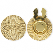 Roestvrij stalen (RVS) Stainless steel button covers rond rotan-look Gold