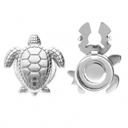 Roestvrij stalen (RVS) Stainless steel button covers schildpad Silver