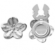 Roestvrij stalen (RVS) Stainless steel button covers bloem Silver