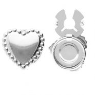 Roestvrij stalen (RVS) Stainless steel button covers hart Silver