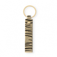 Sleutelhangers leer met tijgerprint Sand beige-black-gold