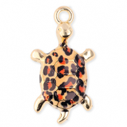 Bedels metaal schildpad met luipaardprint Gold-orange-black