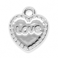 Bedels metaal hart "Love" Silver