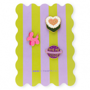 BY31® Pins "Sushi" / ballon hond / "Give me space" op kaartje Green-purple-pink-white-yellow