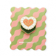 BY31® Pin "Sushi" op kaartje Dark green-coral pink-white-grey-gold