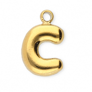 Roestvrij stalen (RVS) Stainless steel bedels letter C Gold