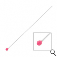 BY31&reg; Roestvrij stalen (RVS) Stainless steel onderdelen nietstiften met bolletje 70mm Silver-magenta pink