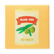 BY31&reg; Tegeltje met tekst "Olive you so much" Yellow-green-red-off white