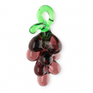 Handgemaakte glasbedels druiven Transparent berry wine red-transparent green