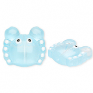 Handgemaakte glaskralen krab Transparent light blue-white-black