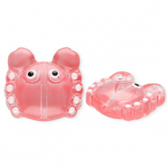 Handgemaakte glaskralen krab Transparent light pink-white-black