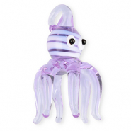 Handgemaakte glasbedels octopus Transparent light purple