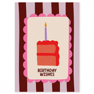 BY31® Sieraden kaartjes "Birthday wishes" Brown-purple-pink-créme-red