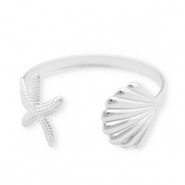 Roestvrij stalen (RVS) Stainless steel armbanden bangle schelp & zeester Silver