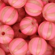 16 mm DQ&reg; acryl kralen met strepen Coral pink-peach pink