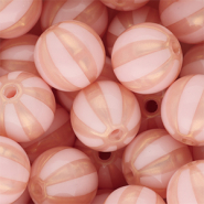 16 mm DQ&reg; acryl kralen met strepen Light pink-peach pink